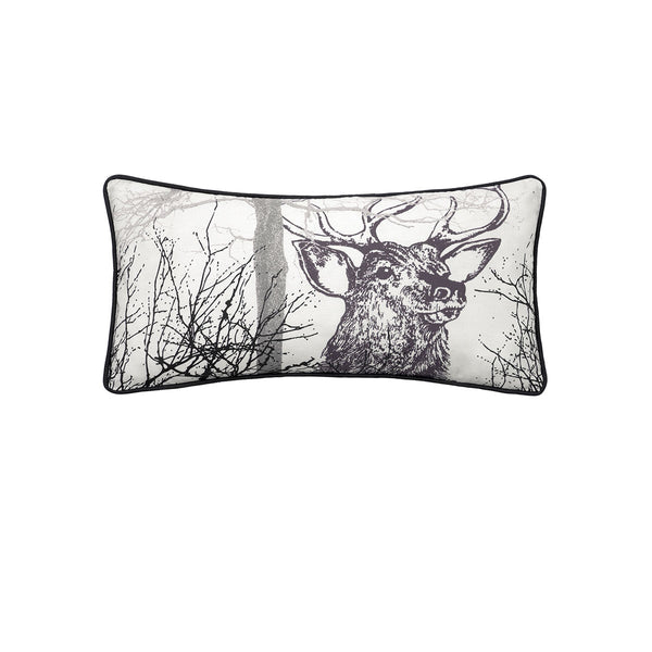 Bianca Alpine Stag Head Print Taupe Jacquard Oblong Filled Cushion 60 x 30cm