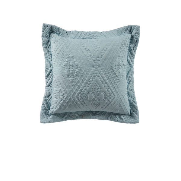Bianca Aspen Embroidered Sky Blue Square Filled Cushion 43cm
