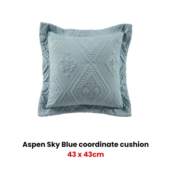 Bianca Aspen Embroidered Sky Blue Square Filled Cushion 43cm