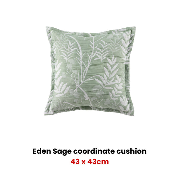 Bianca Eden Botanical Floral Sage Square Filled Cushion 43cm