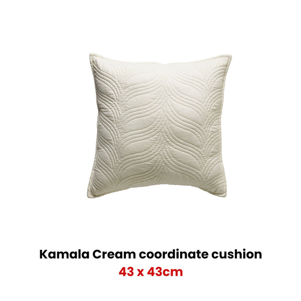 Bianca Kamala Embossed Wave Cream Square Filled Cushion 43cm