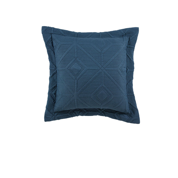 Bianca Kazimir Geometric Diamond Pattern Navy Square Filled Cushion 43cm