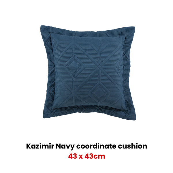 Bianca Kazimir Geometric Diamond Pattern Navy Square Filled Cushion 43cm