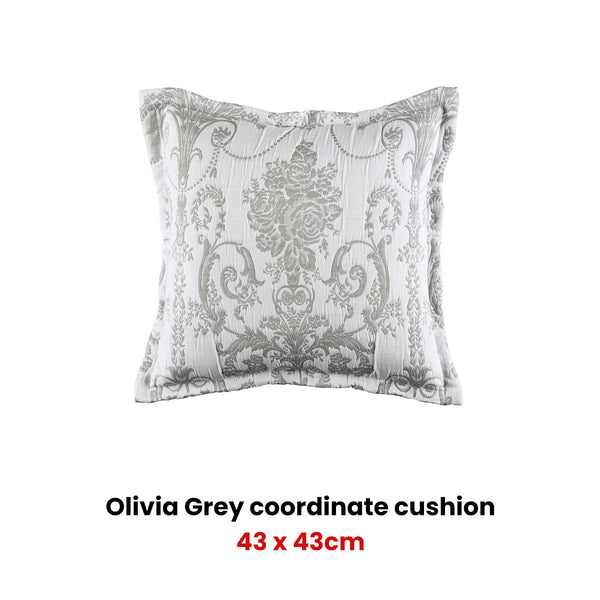 Bianca Olivia Rose Floral Grey Square Filled Cushion 43cm