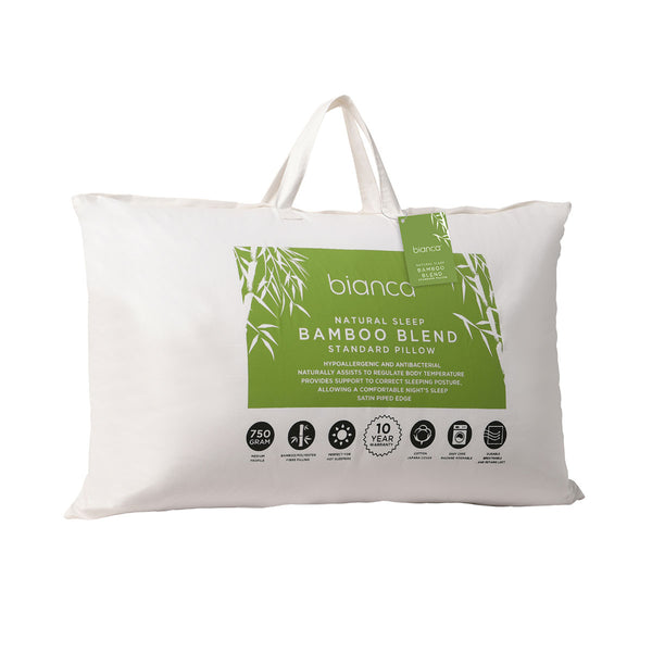 Bianca Natural Sleep White Bamboo Blend Medium Profile Pillow 49 x 72cm