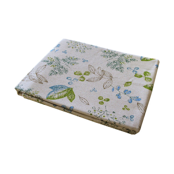 Floral Foliage Cotton Rectangular Tablecloth 150 x 230cm Blue