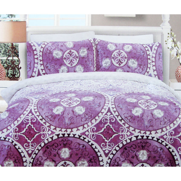 Kasbah Mandala 225TC Cotton Blend Quilt Doona Duvet Cover Set Purple Queen