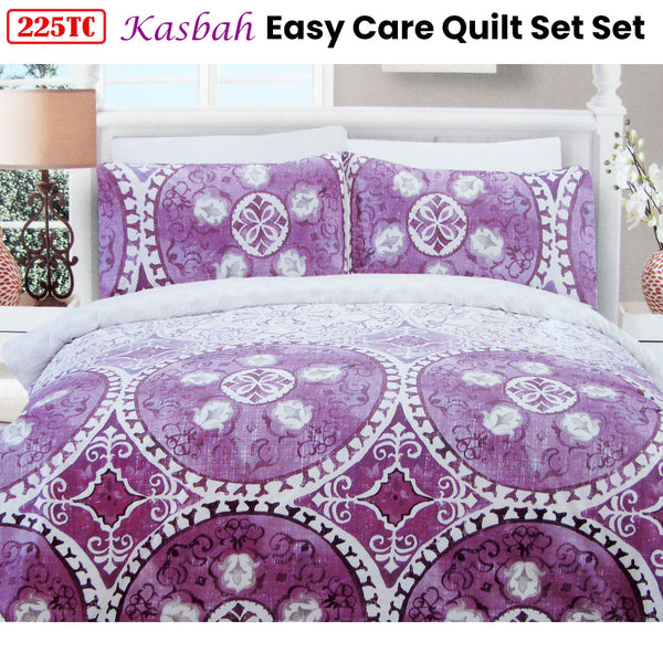 Kasbah Mandala 225TC Cotton Blend Quilt Doona Duvet Cover Set Purple Queen