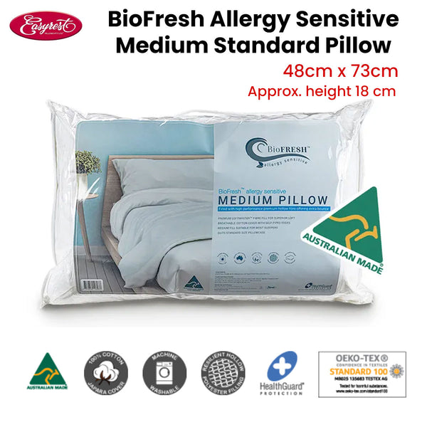 Easyrest BioFresh Allergy Sensitive Medium Standard Pillow 48 x 73cm