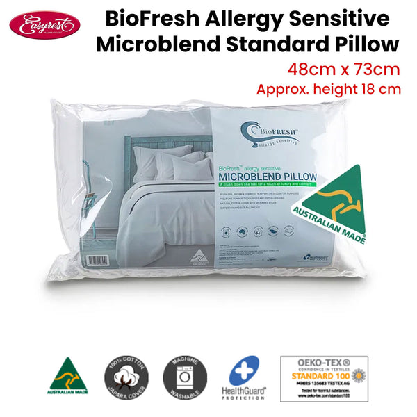 Easyrest BioFresh Allergy Sensitive Microblend Standard Pillow 48 x 73cm