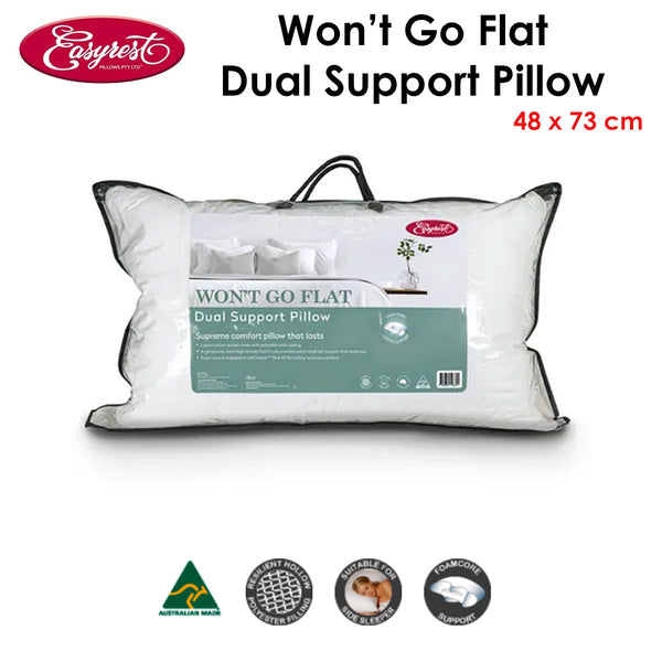 Easyrest Won't Go Flat Fibre Fill Foam Core Dual Support Standard Pillow 48 x 73cm
