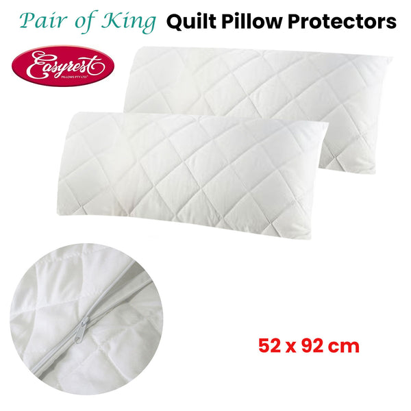 Easyrest Pair of King Quilted Pillow Protectors 52 x 92cm