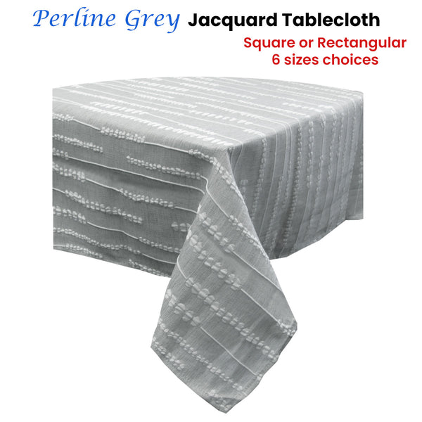 Perline Jacquard Polyester Tablecloth 180 x 350cm Grey