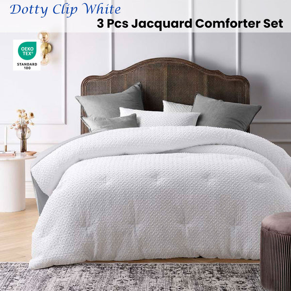 Accessorize 3 Pce Dotty Clip Jacquard Comforter Coverlet Bedspread Set King