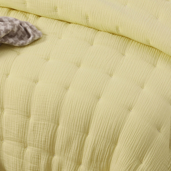 Vintage Design Homewares Hugo Cotton Gauze Quilted Comforter Set Butter Queen