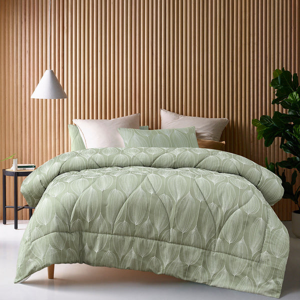 Accessorize Leaf Jacquard Green Comforter Bedspread Quilt Set Queen