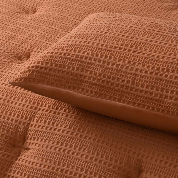 Accessorize Soho Waffle Tobacco 3 Pce Comforter Bedspread Coverlet Set Queen