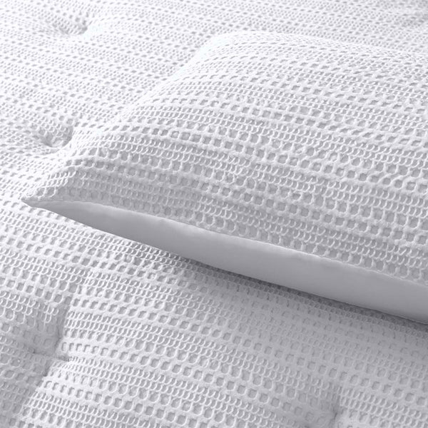 Accessorize Soho Waffle White 3 Pce Comforter Bedspread Coverlet Set King