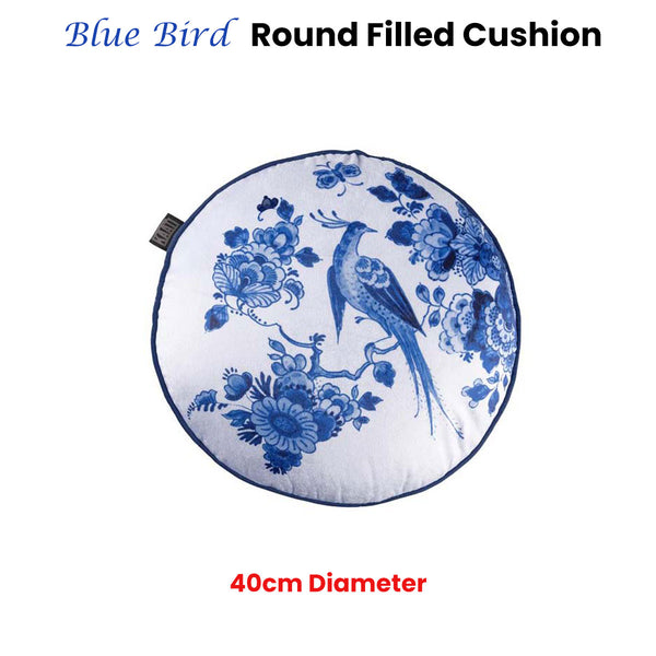 Bedding House Blue Bird Round Filled Cushion 40cm