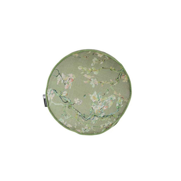 Bedding House Van Gogh Almond Blossom Sage Green Round Filled Cushion 40cm