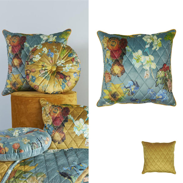 Bedding House Van Gogh Carre Fleuri Green Square Filled Cushion 50cm