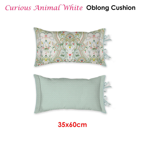PIP Studio Curious Animal Paisley Filled Cushion Rectangle 35x60cm White