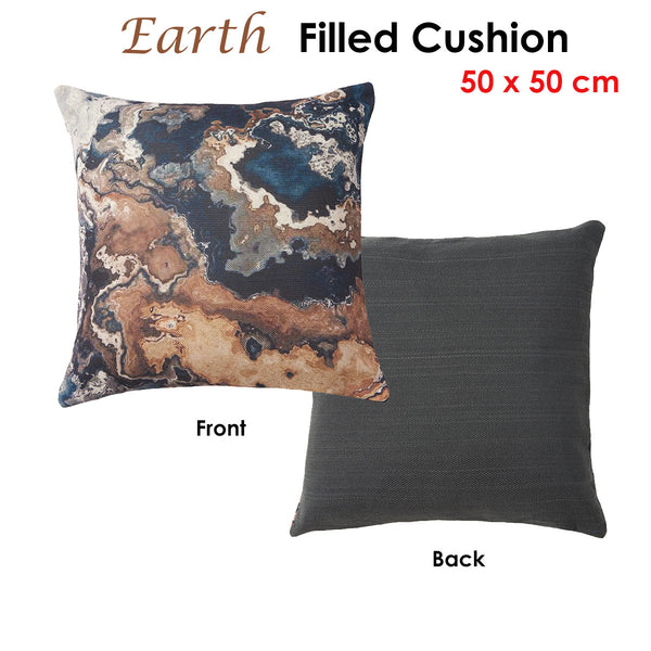 Accessorize Earth Geode Crystal Polyester Filled Brown Blue Cushion 50cm