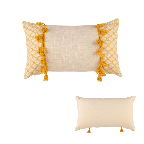 Accessorize Eleni Textured Tassel Ochre Rectangular Filled Cushion 30cm x 50cm