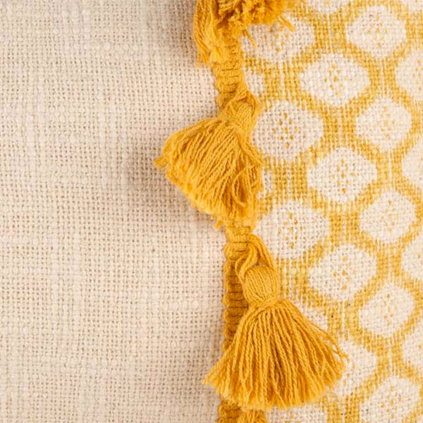 Accessorize Eleni Textured Tassel Ochre Rectangular Filled Cushion 30cm x 50cm