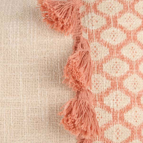 Accessorize Eleni Textured Tassel Pink Rectangular Filled Cushion 30cm x 50cm