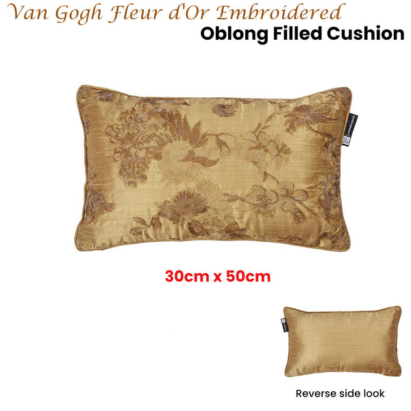 Bedding House Van Gogh Fleur d'Or Embroidered Rectnagular Cushion 30cm x 50cm