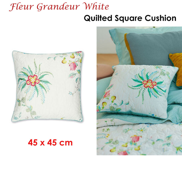 PIP Studio Fleur Grandeur Quilted Filled Cushion Square 45cm White