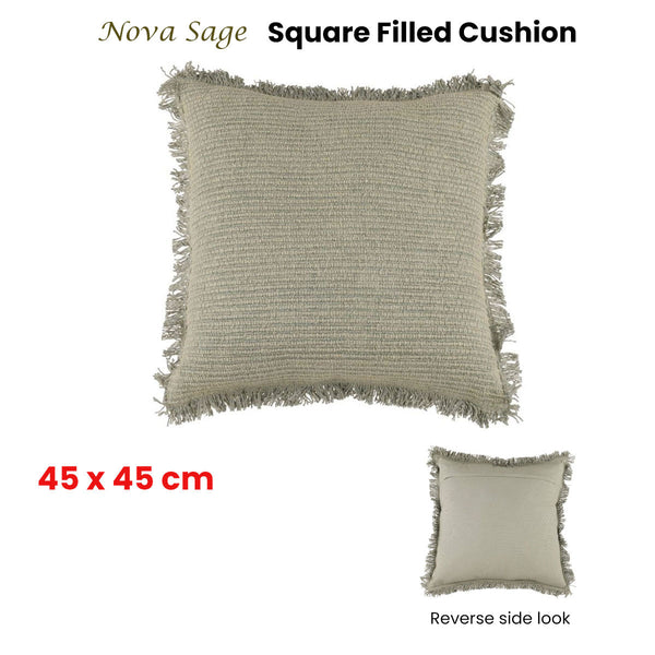 Accessorize Nova Textured Sage Square Filled Cushion 45cm