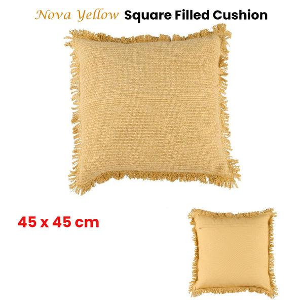 Accessorize Nova Textured Yellow Square Filled Cushion 45cm