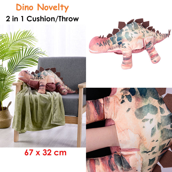 Happy Kids 2-in-1 Stegosaurus Dinosaur Shaped Cushion Throw Blanket