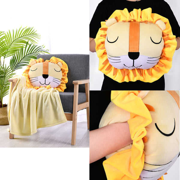 Happy Kids 2-in-1 Lion Shaped Cushion Throw Blanket