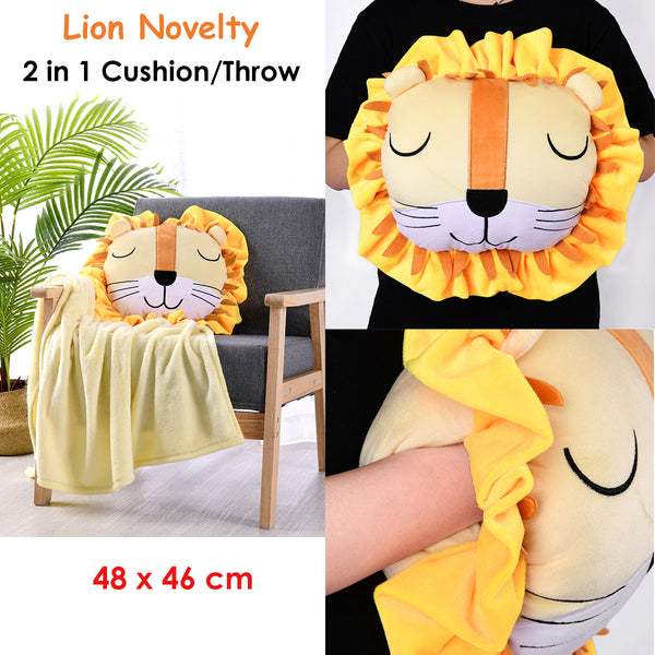 Happy Kids 2-in-1 Lion Shaped Cushion Throw Blanket