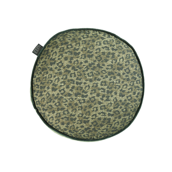 Bedding House Pardus Leopard Print Filled Cushion Round 40cm Green