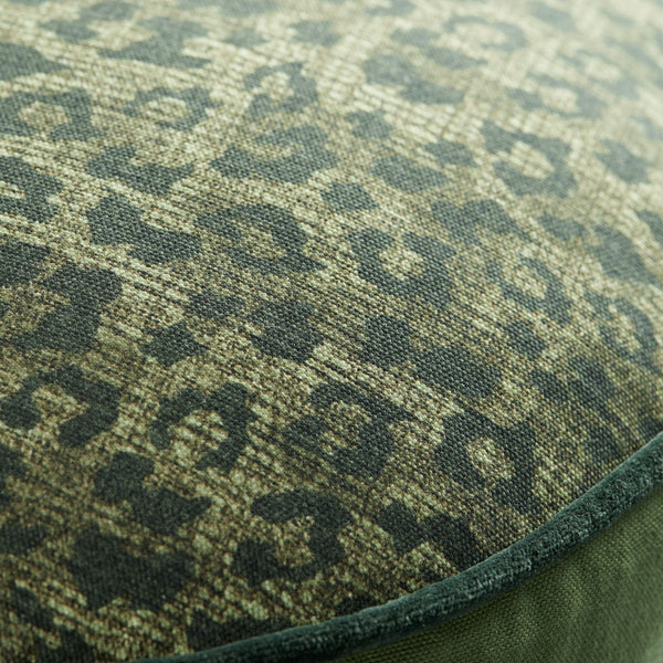 Bedding House Pardus Leopard Print Filled Cushion Round 40cm Green