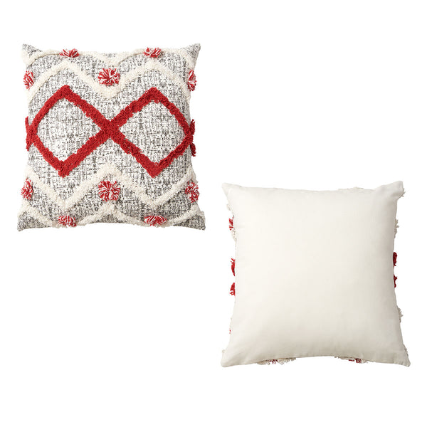 Accessorize Ronan Textured Applique White Red Filled Square Cushion 45cm