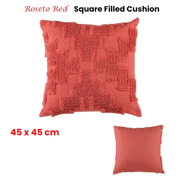 Accessorize Roseto Textured Red Square Filled Cushion 45cm