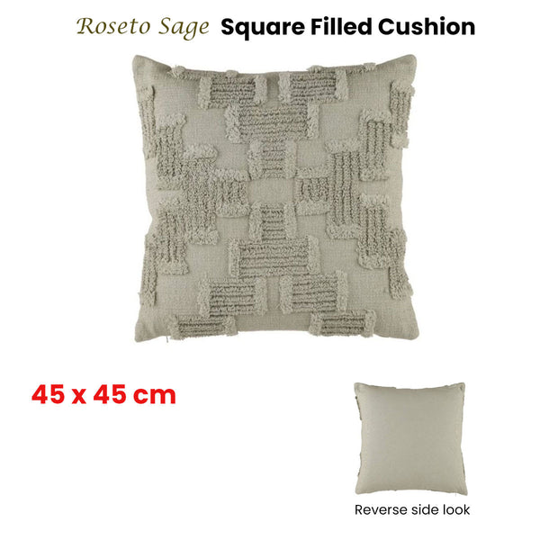 Accessorize Roseto Textured Sage Square Filled Cushion 45cm