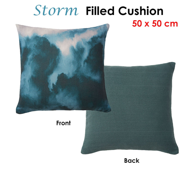 Accessorize Storm Ocean Wave Polyester Filled Cushion Blue Grey 50cm