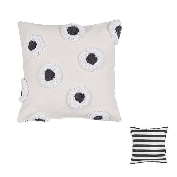 VTWonen Stripe Circle Black White Textured Square Filled Cushion 50cm