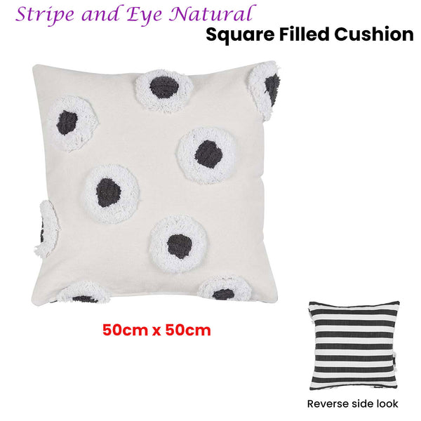 VTWonen Stripe Circle Black White Textured Square Filled Cushion 50cm