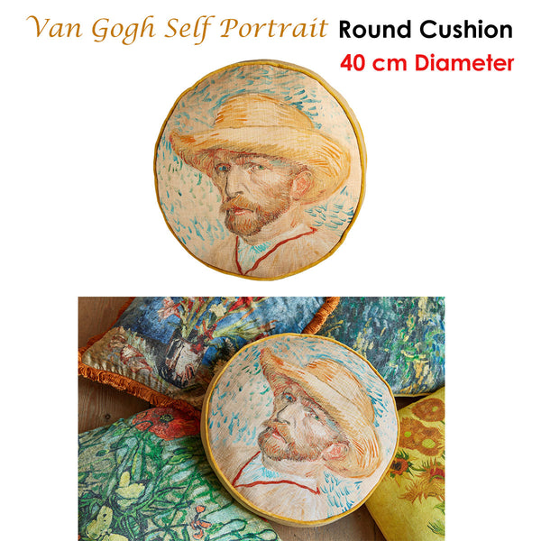 Bedding House Van Gogh Self Portrait Cotton Round Cushion 40cm