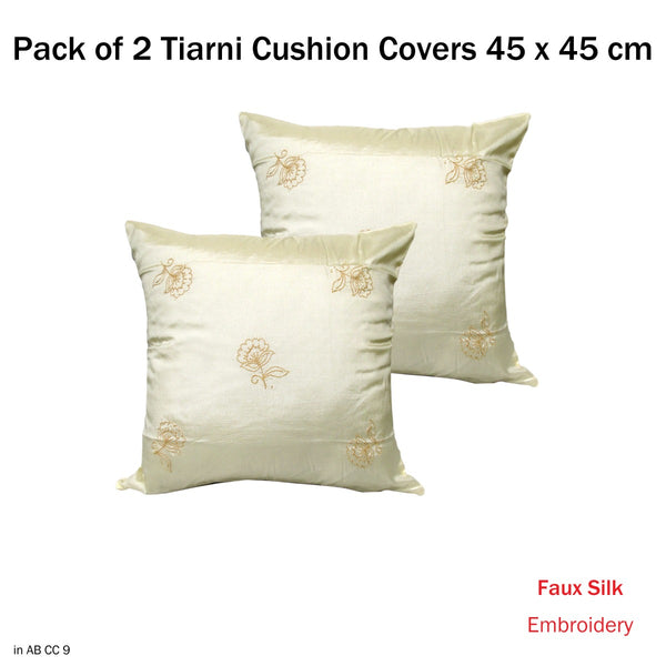 2x Accessorize Tiarni Embroidered Floral Faux Silk Square Cushion Covers 45cm