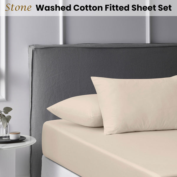 Accessorize 180TC Stone Washed Cotton Fitted Sheet Set King