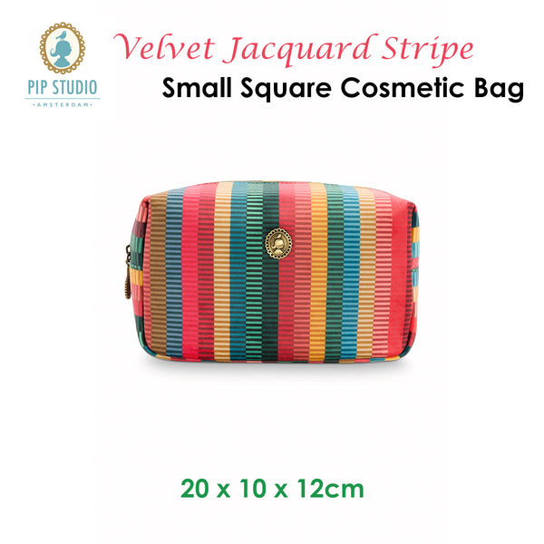 PIP Studio Velvet Jacquard Stripe Small Travel Cosmetic Makeup Bag
