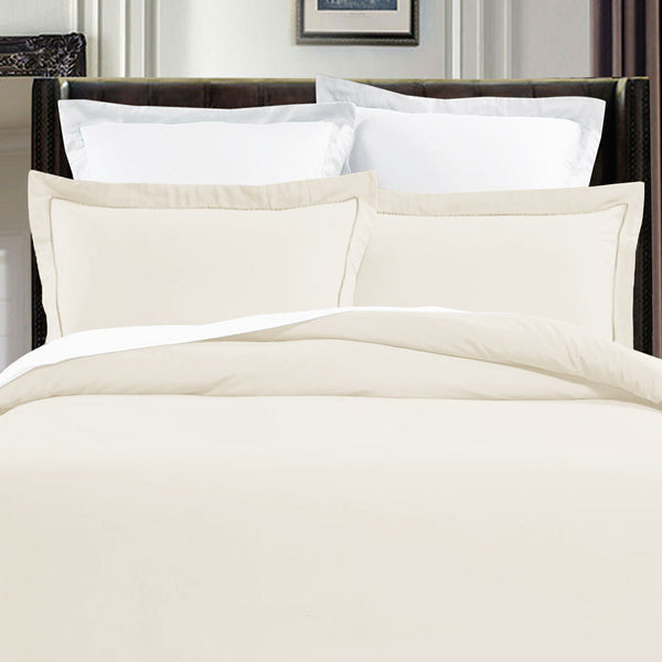 Pima 400TC Cotton Ivory Edge Quilt Doona Duvet Cover Set King
